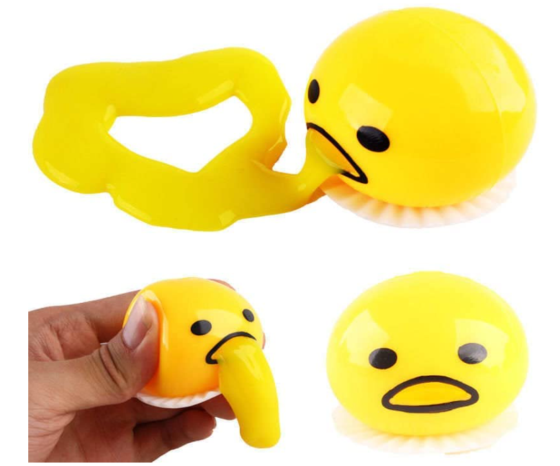 Cute Yellow Round Sucking & Vomiting Lazy Egg Yolk Vent Stress Tricky Game Relief JDS Toy