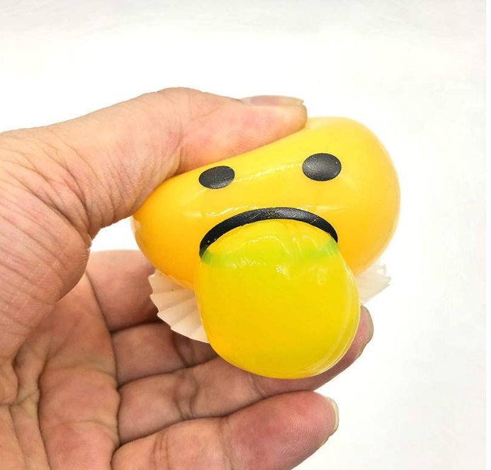 Cute Yellow Round Sucking & Vomiting Lazy Egg Yolk Vent Stress Tricky Game Relief JDS Toy